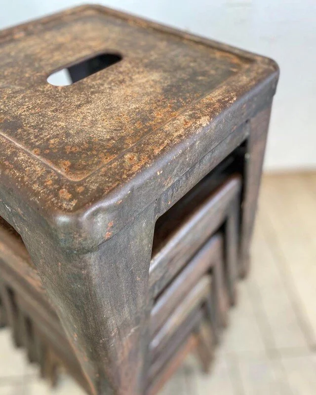 Set Of 6 Vintage Industrial French Tolix Stools — Vintage